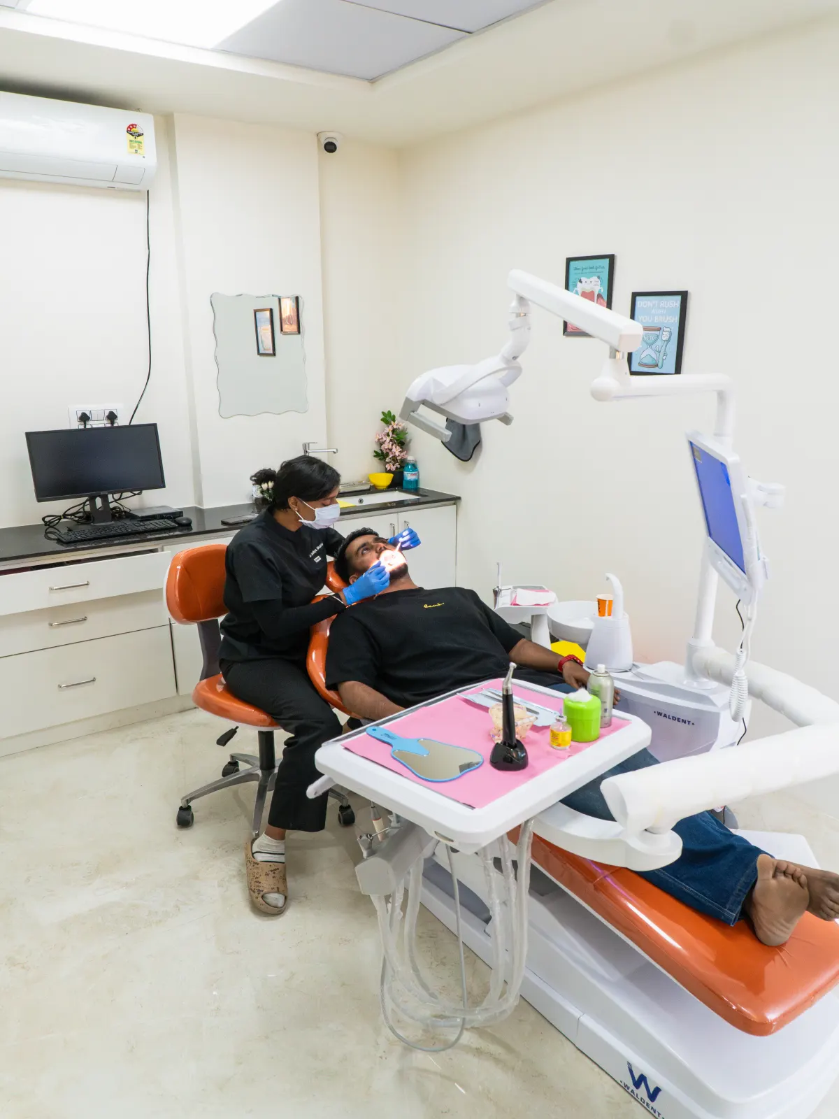 Dentist treating a patient